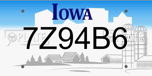 7Z94B6 Iowa License Plate