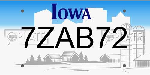 7ZAB72 Iowa License Plate