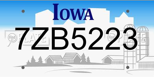 7ZB5223 Iowa License Plate
