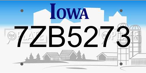7ZB5273 Iowa License Plate
