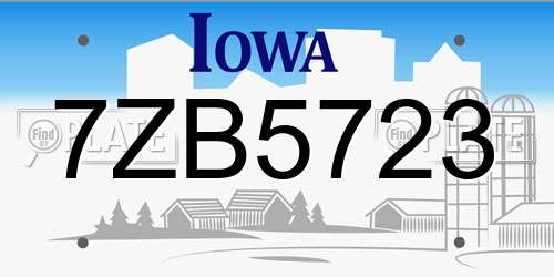 7ZB5723 Iowa License Plate