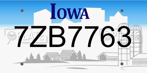 7ZB7763 Iowa License Plate