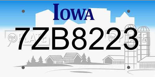 7ZB8223 Iowa License Plate