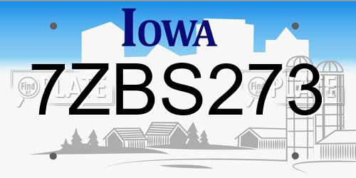 7ZBS273 Iowa License Plate