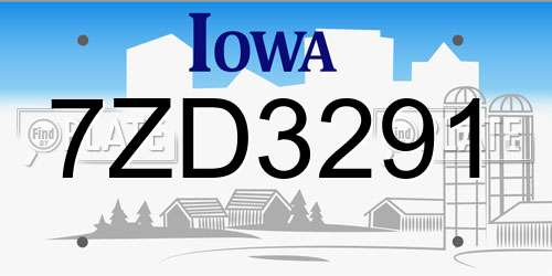 7ZD3291 Iowa License Plate