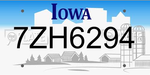 7ZH6294 Iowa License Plate
