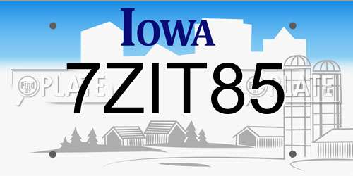 7ZIT85 Iowa License Plate