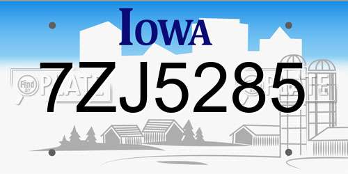7ZJ5285 Iowa License Plate