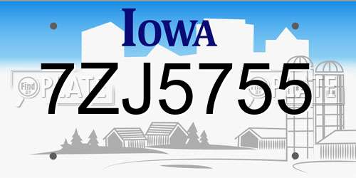7ZJ5755 Iowa License Plate