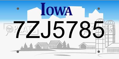 7ZJ5785 Iowa License Plate