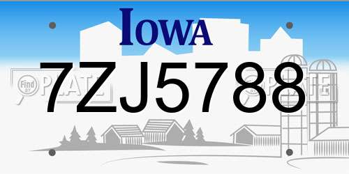 7ZJ5788 Iowa License Plate