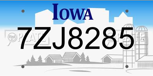 7ZJ8285 Iowa License Plate