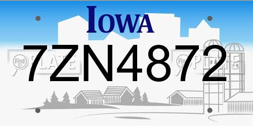 7ZN4872 Iowa License Plate
