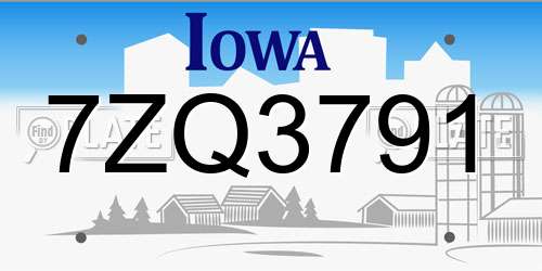 7ZQ3791 Iowa License Plate