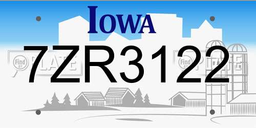 7ZR3122 Iowa License Plate