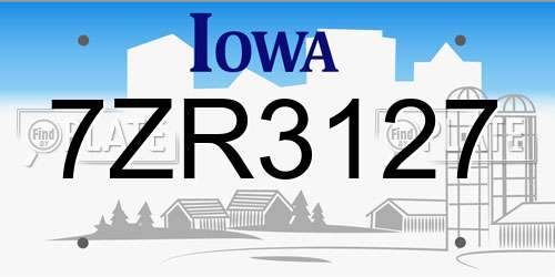 7ZR3127 Iowa License Plate