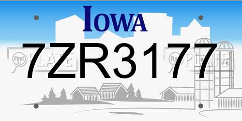 7ZR3177 Iowa License Plate