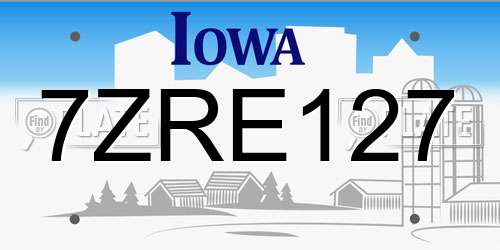 7ZRE127 Iowa License Plate