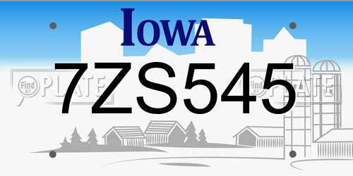 7ZS545 Iowa License Plate