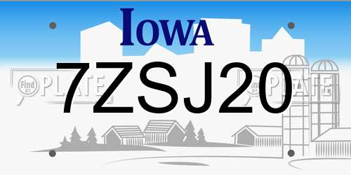 7ZSJ20 Iowa License Plate