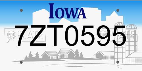 7ZT0595 Iowa License Plate
