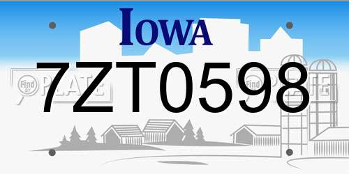 7ZT0598 Iowa License Plate