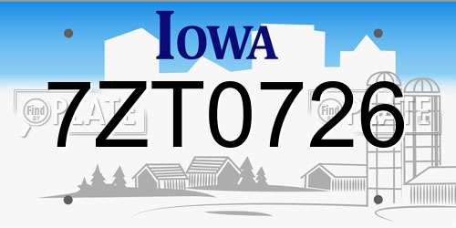 7ZT0726 Iowa License Plate
