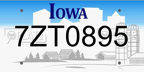 7ZT0895 Iowa License Plate