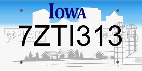 7ZTI313 Iowa License Plate