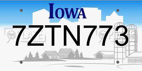 7ZTN773 Iowa License Plate