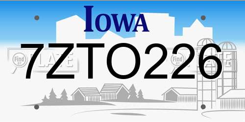 7ZTO226 Iowa License Plate