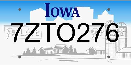 7ZTO276 Iowa License Plate