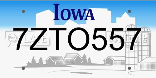 7ZTO557 Iowa License Plate