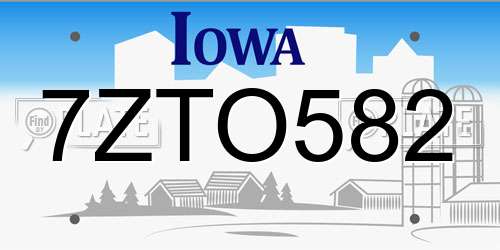 7ZTO582 Iowa License Plate