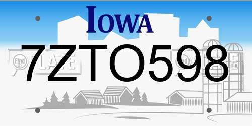 7ZTO598 Iowa License Plate