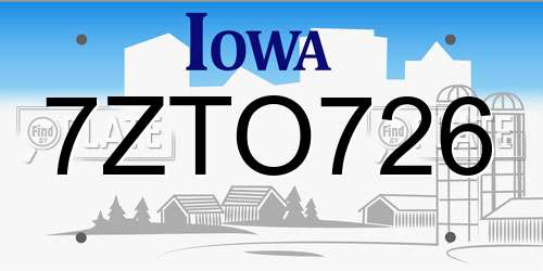 7ZTO726 Iowa License Plate