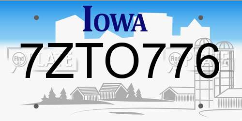 7ZTO776 Iowa License Plate