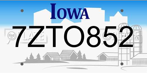 7ZTO852 Iowa License Plate