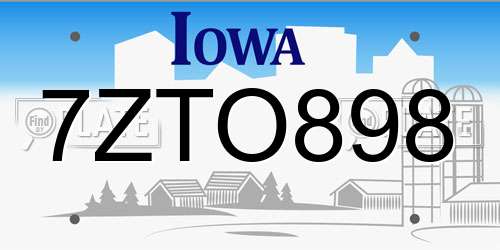 7ZTO898 Iowa License Plate
