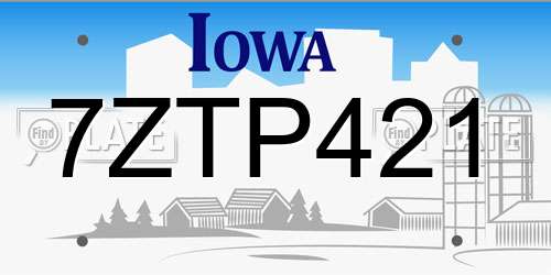 7ZTP421 Iowa License Plate