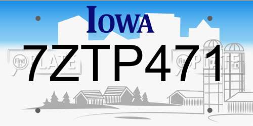 7ZTP471 Iowa License Plate