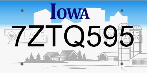 7ZTQ595 Iowa License Plate