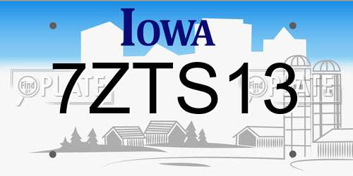 7ZTS13 Iowa License Plate