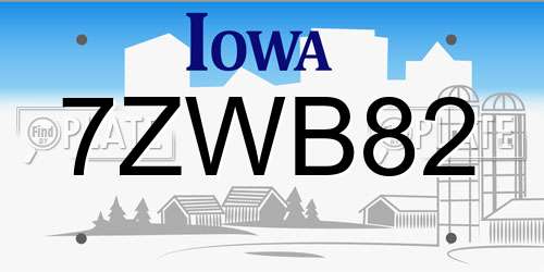 7ZWB82 Iowa License Plate