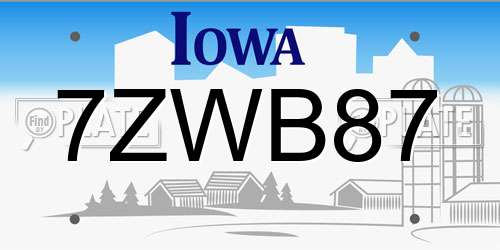 7ZWB87 Iowa License Plate