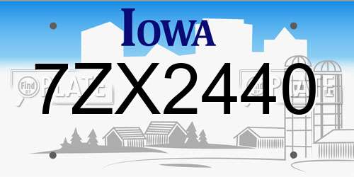 7ZX2440 Iowa License Plate
