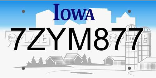 7ZYM877 Iowa License Plate