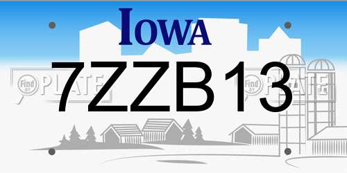 7ZZB13 Iowa License Plate