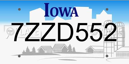 7ZZD552 Iowa License Plate
