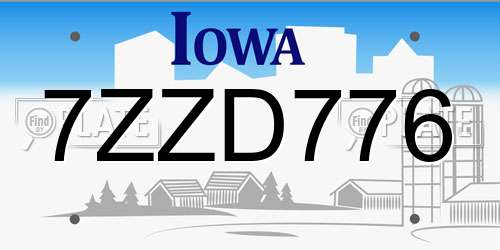 7ZZD776 Iowa License Plate